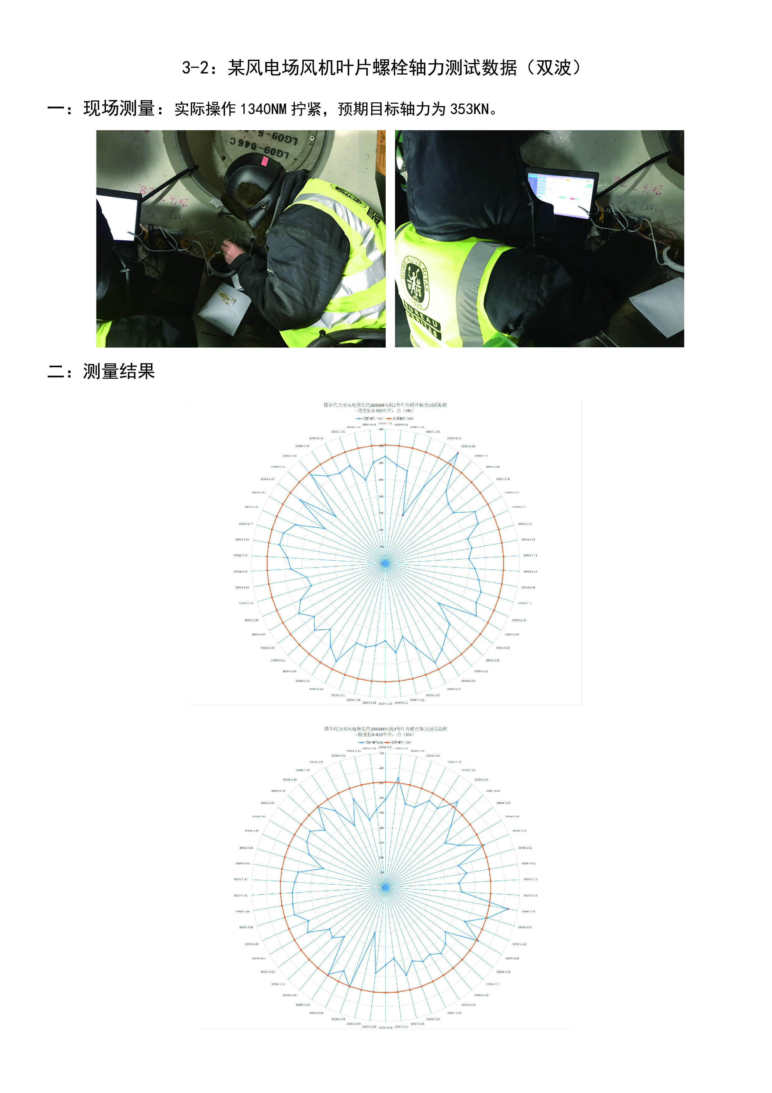 Double wave detection, axial force measurement of blade bolt in wind field